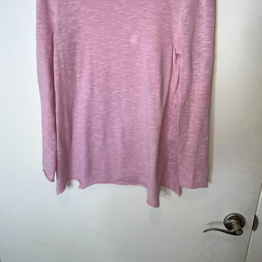 Eileen Fisher Pink Linen Cotton Long Sleeve Sweater Womens PP